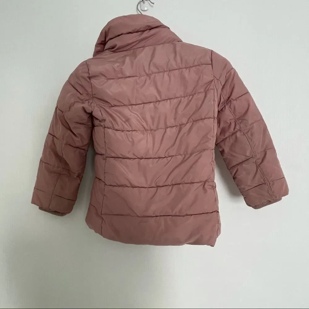 Gap Kids girls blush pink asymmetrical zip quilted puffer jacket